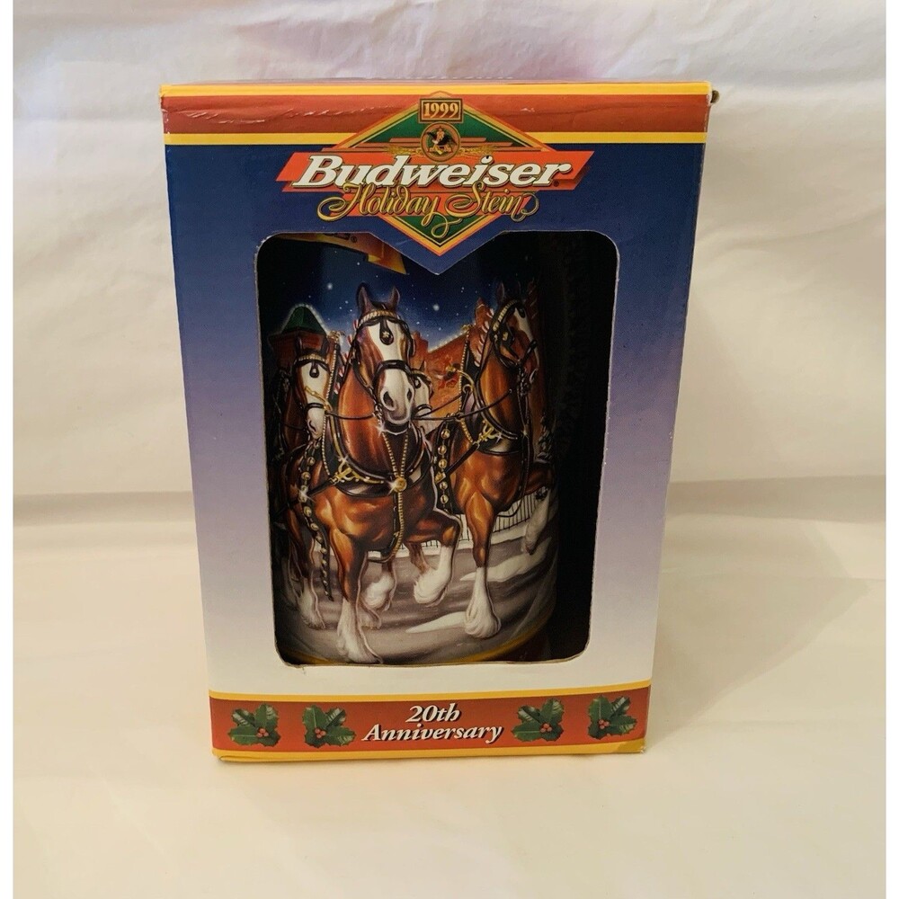 1999 Budweiser Holiday Stein Clydesdales A Centrury of Tradition w/ Box COA NOS